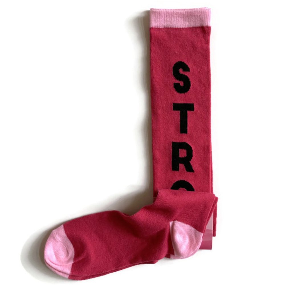 ampro breast cancer awareness strong knee socks deep pink 1 pair OSFM new